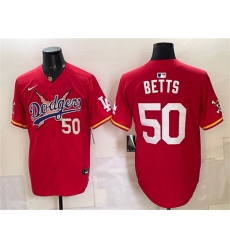 Men's Los Angeles Dodgers x One Piece #50 Mookie Betts Red Vapor Premier Limited Stitched Baseball Jersey