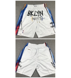 Men's Brooklyn Nets White Shorts (Run Small)