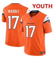 Youth Denver broncos #17 Jaylen Waddle orange 2026 f.u.s.e. vapor limited stitched football jersey