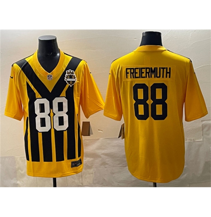 Men's Pittsburgh Steelers #88 Pat Freiermuth Gold 1933 Throwback Alternate Football Stitched Game Jersey