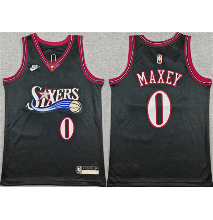 Youth Philadelphia 76ers #0 Tyrese Maxey Black 2025-26 Classic Edition Stitched Jersey