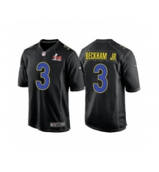 Men's Los Angeles Rams #3 Odell Beckham Jr. Black 2022 Super Bowl LVI Game Stitched Jersey