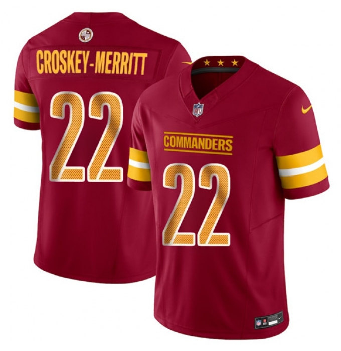 Men's Washington Commanders #22 Jacory Croskey-Merritt Burgundy 2025 Draft F.U.S.E. Vapor Limited Football Stitched Jersey