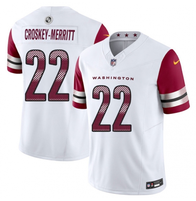 Men's Washington Commanders #22 Jacory Croskey-Merritt White 2025 F.U.S.E. Vapor Limited Football Stitched Jersey