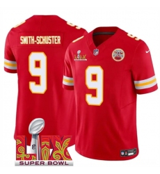 Men's Kansas City Chiefs #9 JuJu Smith-Schuster Red 2025 Super Bowl LIX F.U.S.E. Vapor Limited Stitched Football Jersey