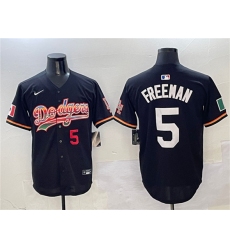 Men's Los Angeles Dodgers #5 Freddie Freeman Black Mexico Limited Stitched Baseball Jersey