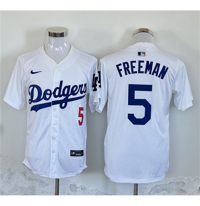Men's Los Angeles Dodgers #5 Freddie Freeman White Home Limited Stitched Baseball Jersey