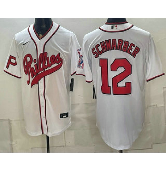 Men's Philadelphia Phillies #12 Kyle Schwarber Name White 2026 Field of Dreams Stadium Stitched Jersey