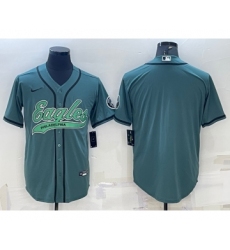 Men's Philadelphia Eagles Blank Green With Patch Cool Base Stitched Baseball Jersey