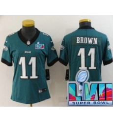 Women's Philadelphia Eagles #11 AJ Brown Limited Green Super Bowl LVII Vapor Jersey