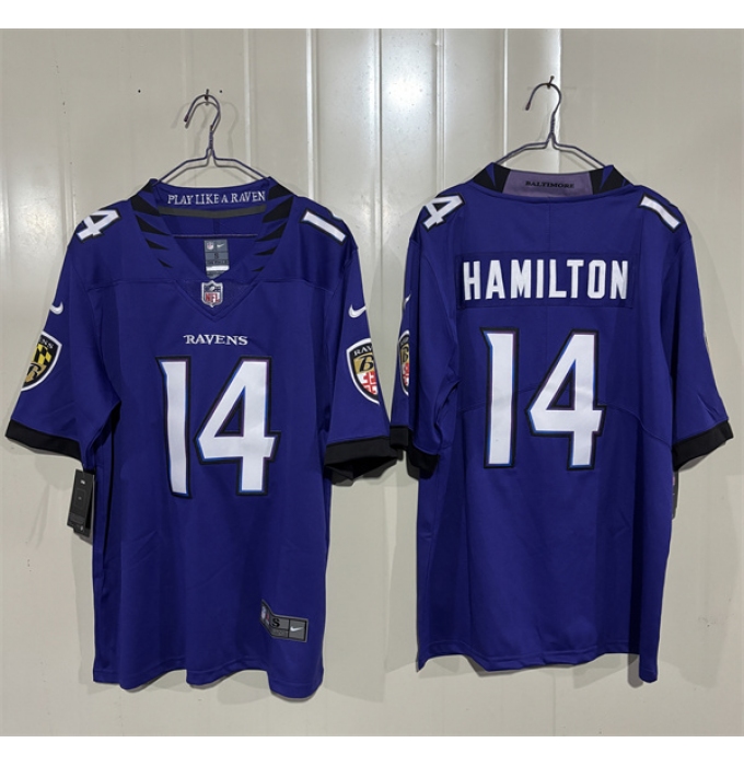 Men's Baltimore Ravens #14 Kyle Hamilton Purple 2026 Alternate Vapor Limited Football Stitched Jersey