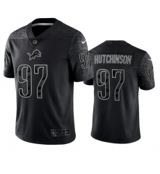 Men's Detroit Lions #97 Aidan Hutchinson Black Reflective Football Stitched Jersey
