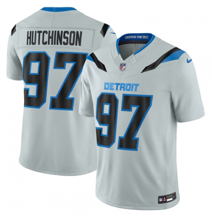 Men's Detroit Lions #97 Aidan Hutchinson Silver 2026 F.U.S.E. Rivalries Collection Limited Football Stitched Jersey
