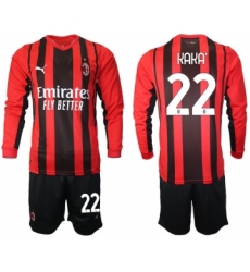 Men 2021-2022 Club Ac Milan home red Long Sleeve 22 Soccer Jersey