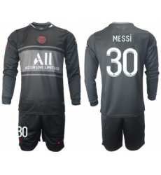 Men 2021-2022 Club Paris St German Second away black Long Sleeve 30 Soccer Jersey