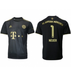 Men's FC Bayern München #1 Neuer Black Away Soccer Jersey