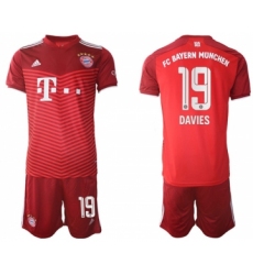 Men's FC Bayern München #19 Alphonso Davies Red Home Soccer Jersey With Shorts