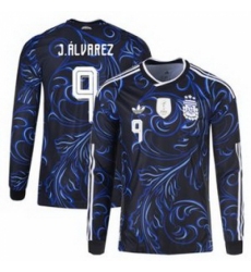 Men 9Julian Alvarez Argentina National Team adidas 2026 Away Replica Jersey Black 1