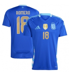 Men's Argentina #18 Cristian Romero 2024 Blue Away Soccer Jersey