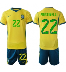 Men's Brazil #22 MARTINELLI National Team FIFA x World Cup 2026 Home On Field Jersey