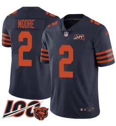 Men's Chicago Bears #2 D.J. Moore Navy Blue Alternate Stitched NFL 100th Season Vapor Limited Jersey