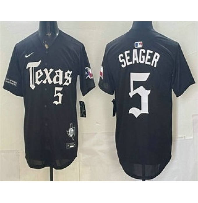 Men's Texas Rangers #5 Corey Seager Black Gothic Mexico 2025 Vapor Premier Limited Jersey