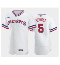 Men's Texas Rangers #5 Corey Seager White Throwback Stitched Flex Base Nike Jersey