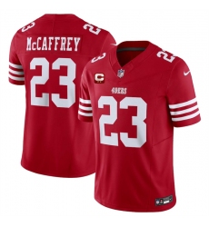 Men's San Francisco 49ers #23 Christian McCaffrey Red 2025 F.U.S.E. With 2-Star C Vapor Untouchable Limited Stitched Football Jersey