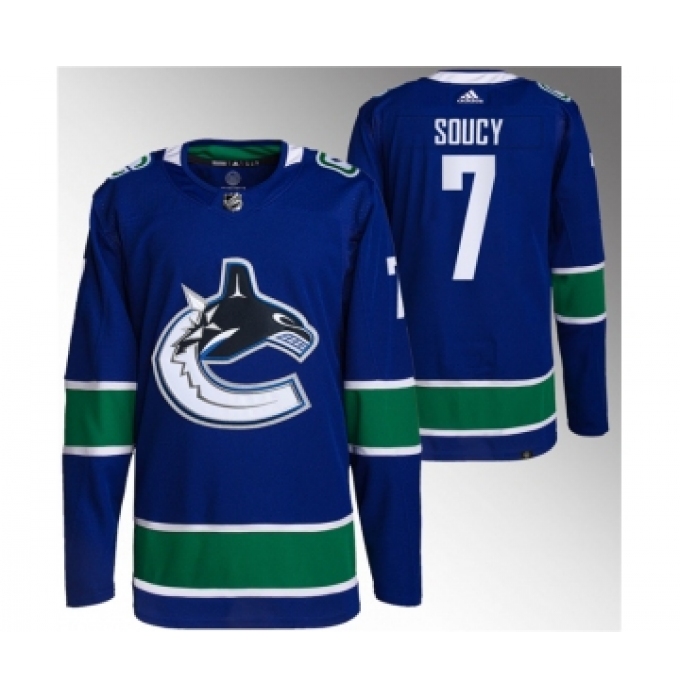 Men's Vancouver Canucks #7 Carson Soucy Blue Stitched Jersey