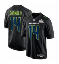 Men's Seattle Seahawks #14 Sam Darnold Black Nike Super Bowl LX Carbon Fashion Game Jersey