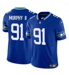 Men's Seattle Seahawks #91 Byron Murphy II Royal 2024 Draft F.U.S.E Throwback Vapor Limited Football Stitched Jersey