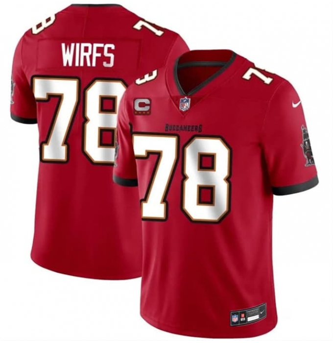 Men's Tampa Bay Buccaneers #78 Tristan Wirfs Red 2026 With 4-Star C Vapor Limited Football Stitched Jersey
