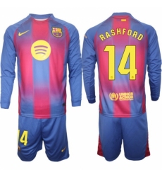 Men FC Barcelona 2026 Soccer Jerseys Red Long #14 RASHFORD