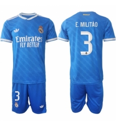 Men Real Madrid 2026 Soccer Jerseys Blue #3 E.MILITAO