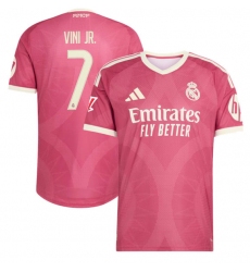 Men's Real Madrid #7 Vini Jr. Pink 2026 2026-27 Third On-Field Soccer Jersey