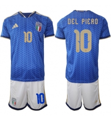 Men's Italy #10 DEL PIERO National Team FIFA x World Cup 2026 Home Blue On Field Jerseys