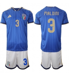 Men's Italy #3 Paolo Maldini 2025-26 Blue Home Soccer Jersey Suit