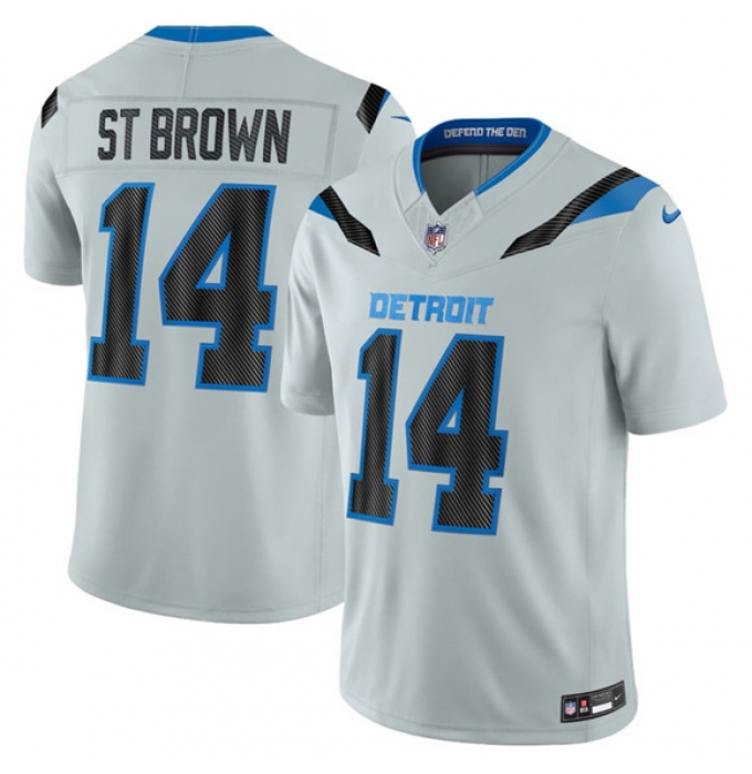 Men's Detroit Lions #14 Amon-Ra St. Brown Silver 2026 F.U.S.E. Rivalries Collection Limited Football Stitched Jersey