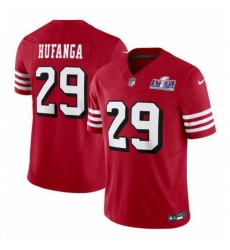 Men's San Francisco 49ers #29 Talanoa Hufanga New Red 2023 F U S E Stitched Football 2024 Super Bowl LVIII Jersey