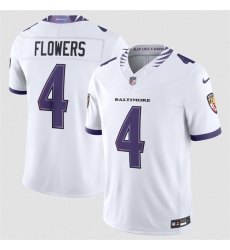 Men's Baltimore Ravens #4 Zay Flowers White 2026 F.U.S.E. Vapor Stitched Limited Football Jersey
