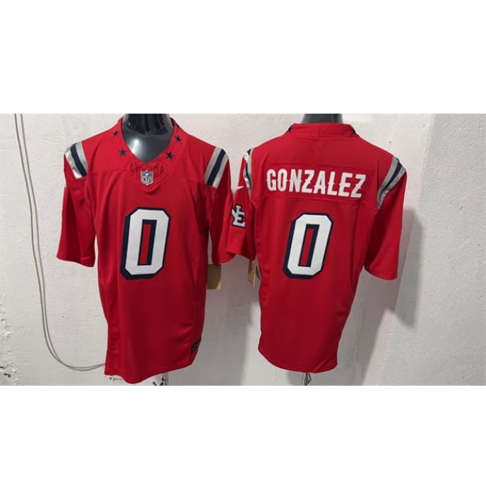 Men's New England Patriots #0 Christian Gonzalez Red F.U.S.E. Vapor Limited Football Stitched Jersey