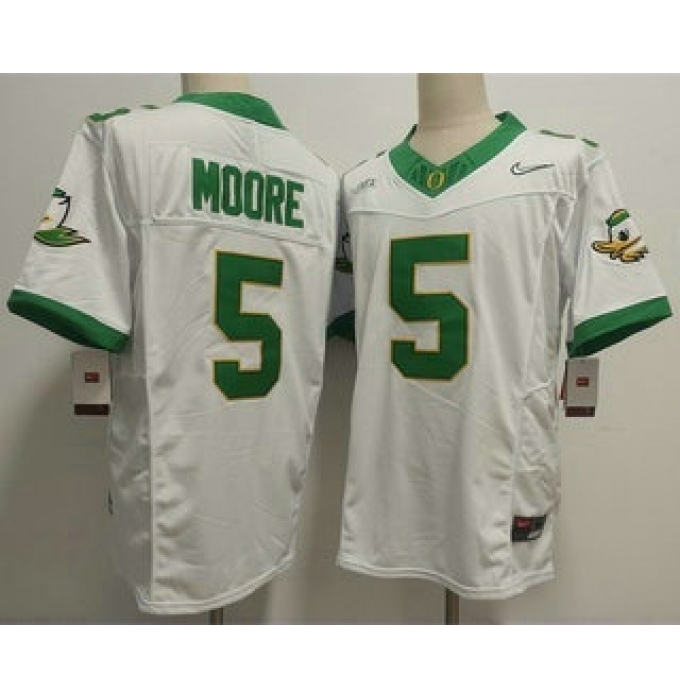 Men's Oregon Ducks #5 Dakorien Moore White FUSE College Football Jersey