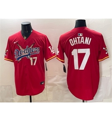 Men's Los Angeles Dodgers x One Piece #17 Shohei Ohtani Red Vapor Premier Limited Stitched Baseball Jersey