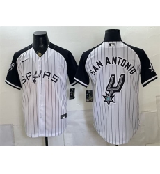 Men's San Antonio Spurs Team Big Logo White Stitched Baseball Jersey