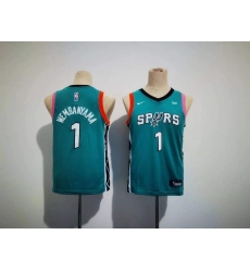 Youth San Antonio Spurs #1 Victor Wembanyama Teal City Edition Stitched Jersey
