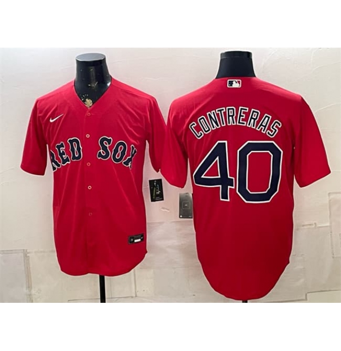 Men's Boston Red Sox #40 Willson Contreras Red Cool Base Stitched Baseball Jersey