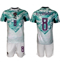 Men's Portugal Team #8 Bruno Fernandes Green 2026 World Cup Away Soccer Jersey Suit