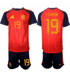 Spain 2026 FIFA World Cup Soccer Jersey Red #19 FERMIN