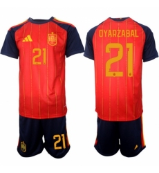 Spain 2026 FIFA World Cup Soccer Jersey Red #21 OYARZABAL