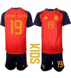 Youth Spain #19 LAMINE YAMAL National Team FIFA x World Cup 2026 Home Red On Field Kids Jerseys